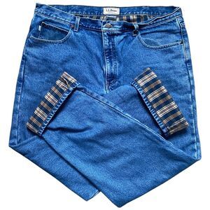 LL Bean Classic Fit Flannel Lined Denim Jeans Men's Sz 40x34 (Actual 42”x 34”)